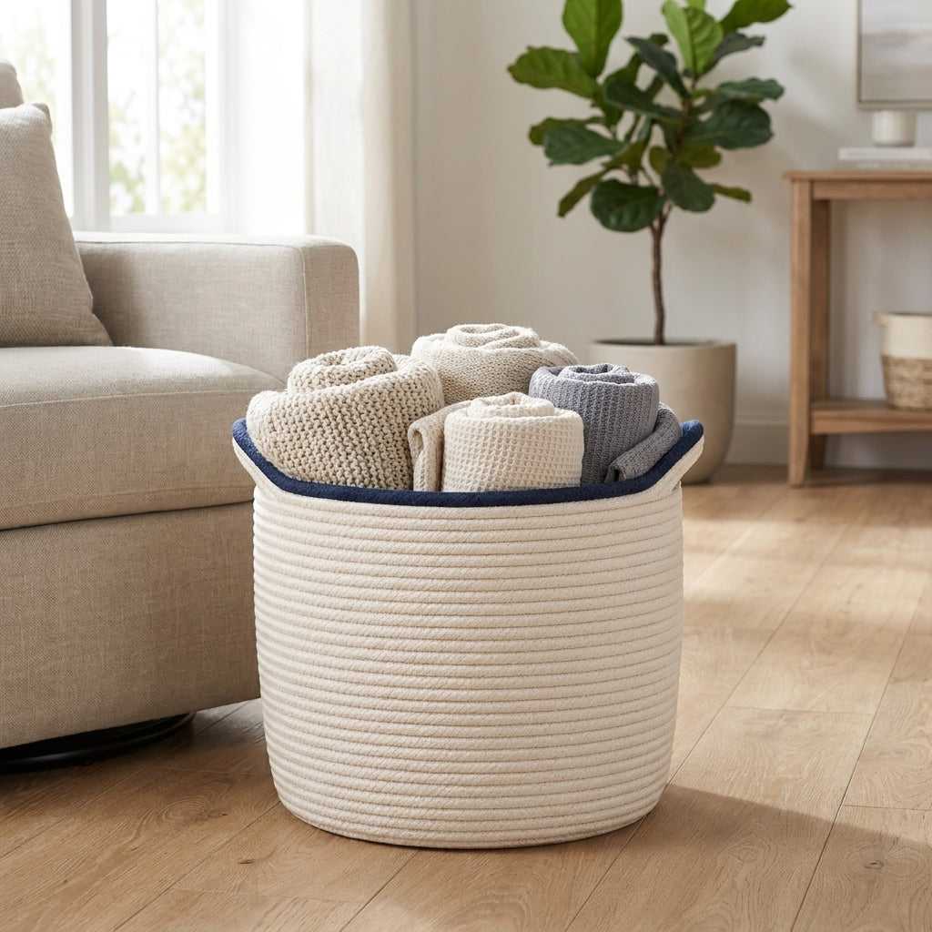 Woven Cotton Laundry Basket