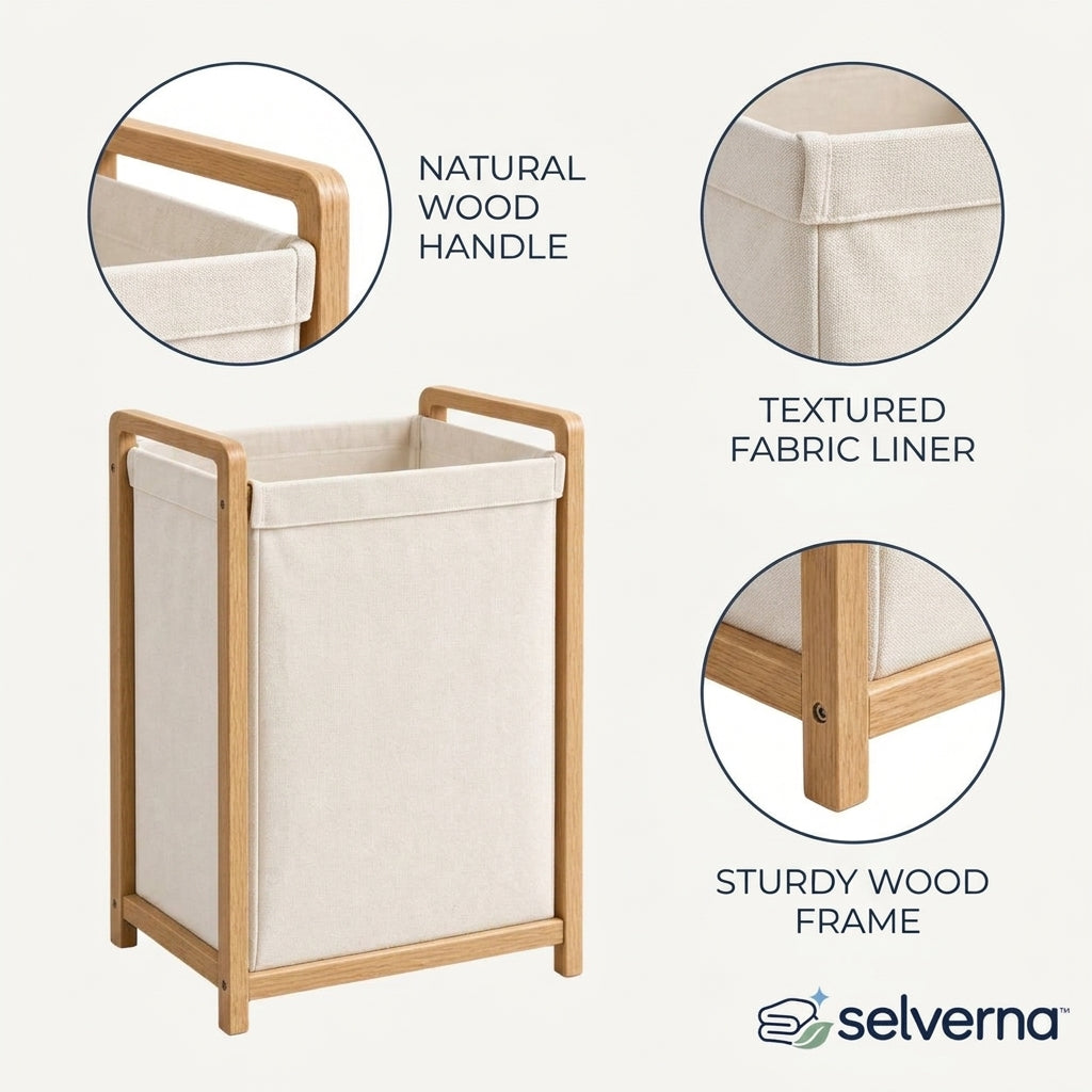 Modern Oak Frame Laundry Hamper