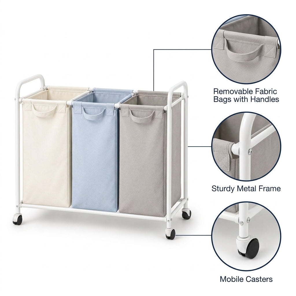 Triple Laundry Sorter Hamper